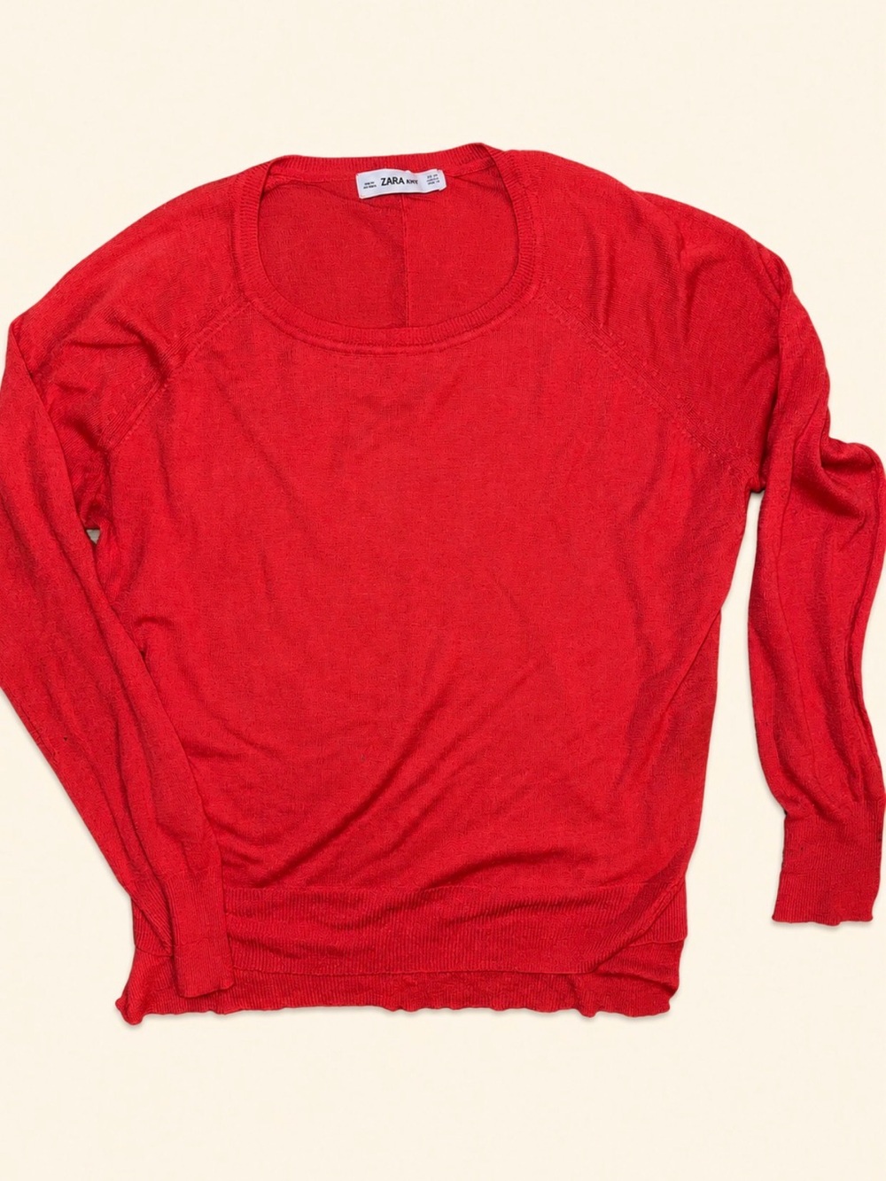 Zara Bright Red/ Burnt Orange Scoop-Neck Lightweight Knit